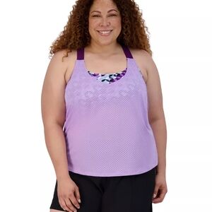 ZeroXposur Circus Wide Strap 2-in-1 Tankini Swim Top with Sports Bra Size XS